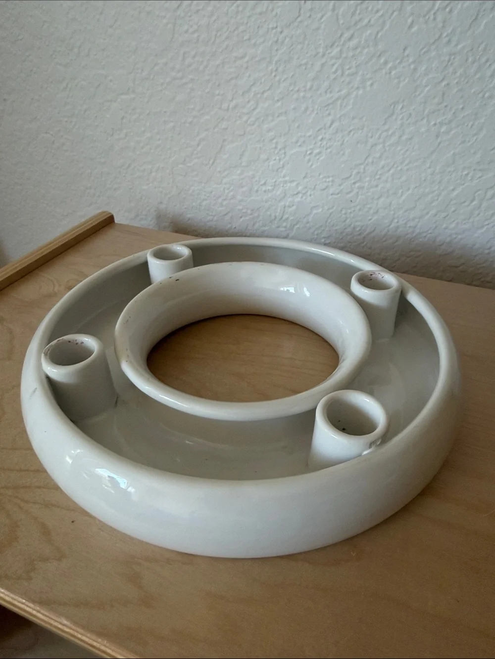 White Ceramic Round Nordic Advent Candle Holder